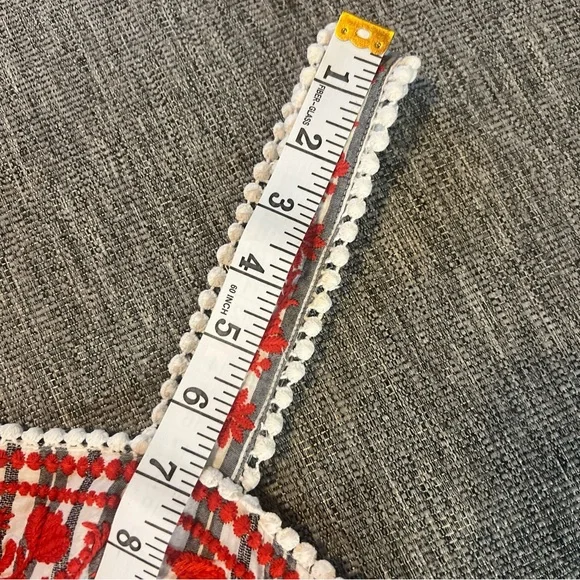 Kate Spade Broome Street Red Floral Embroidered Stripe Tiered Midi Dress S - Picture 7 of 12